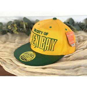 Max Head Gear Snapback hat 3D city of Green Bay OS green gold‎ Packers